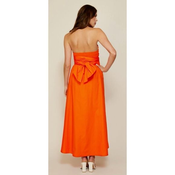 Line & Dot Sunburst Midi Dress in Coral Red Size XS / NWOT - Picture 2 of 5